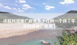 许昌网络推广收费多少钱啊一个月【平凉网络推广费用】
