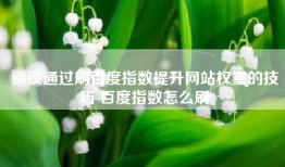 谈谈通过刷百度指数提升网站权重的技巧 百度指数怎么刷