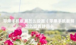苹果手机截屏怎么设置（苹果手机截屏怎么设置静音）