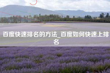 百度快速排名的方法_百度如何快速上排名